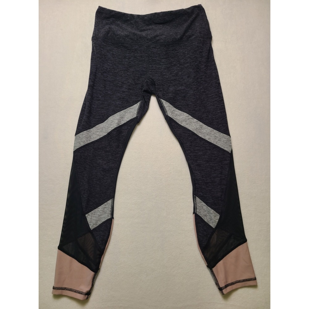 RBX Medium Leggings Athletic Yoga Mesh Colorblock Gray Pink Athleisure